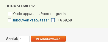 Vink de 'extra optie' inbouwen aan om dit direct met uw bestelling mee te geven