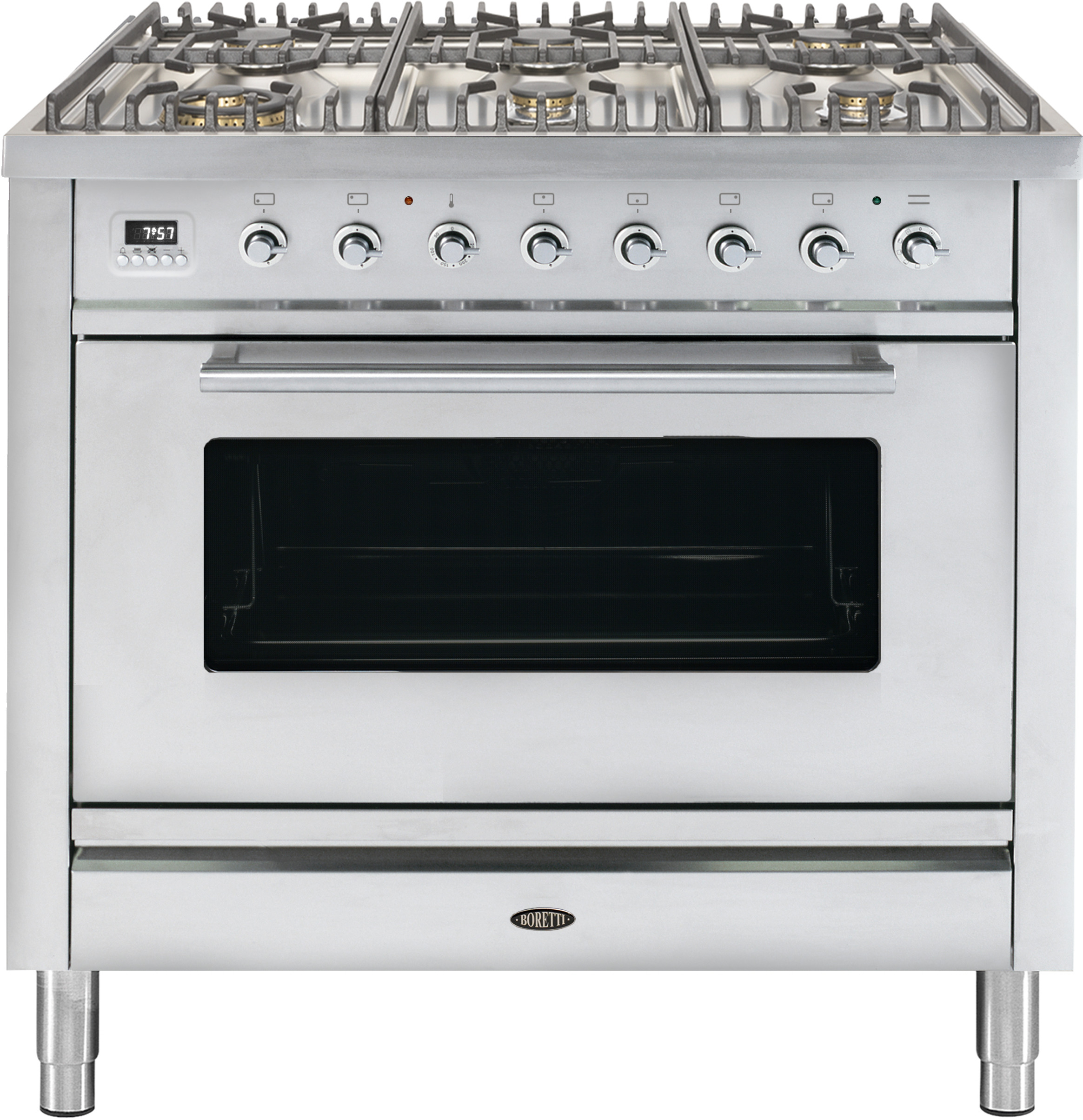 Boretti VT96IXG gas fornuis rvs met gasoven