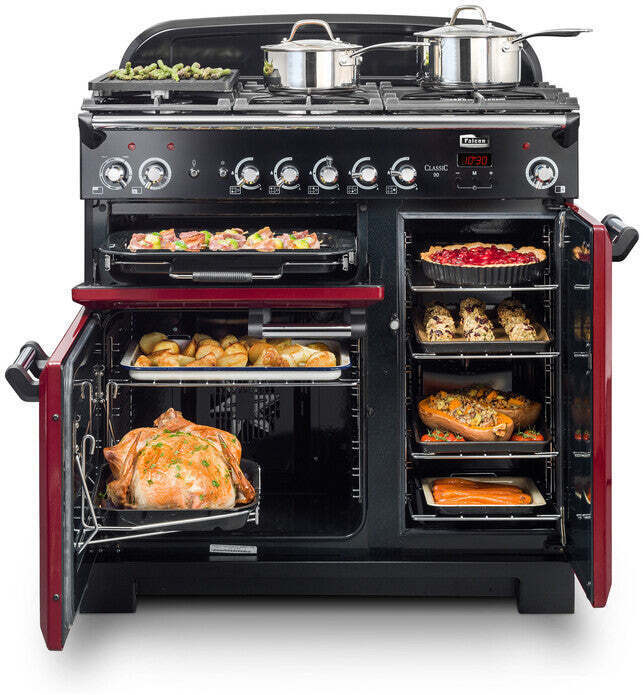Falcon Classic 90 gas Cranberry gas fornuis - rood