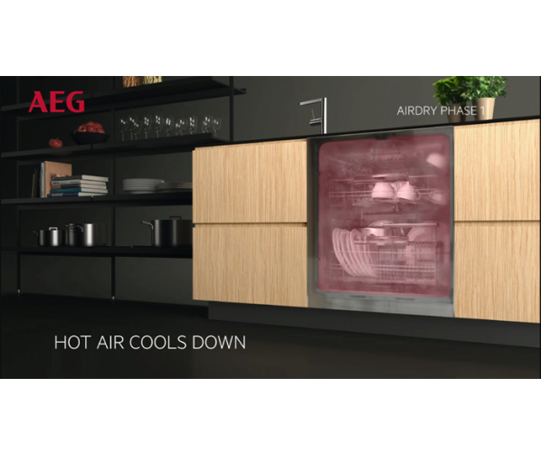 De AEG FES5360XZM vaatwasser inbouw is uitgerust met speciale luchttechnologie voor een beter resulataat