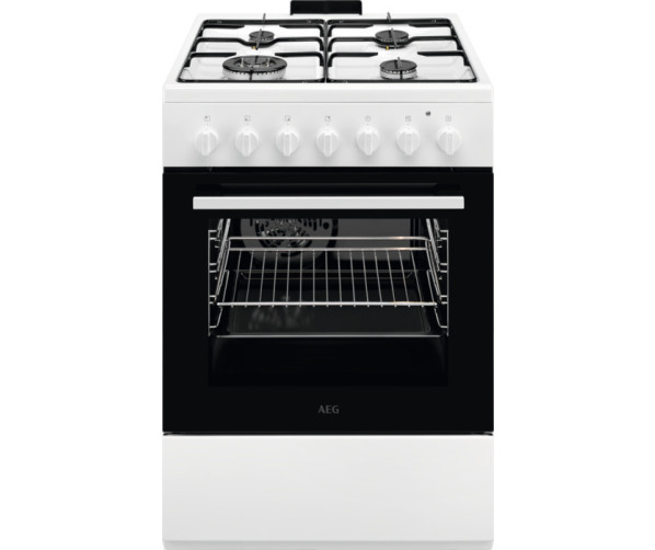 Vrijstaand AEG CKB64101BW fornuis 60 cm breed met gas kookplaat en elektrische oven