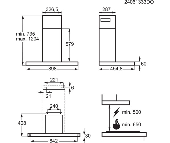 AEG GB87D91CB vrijstaand afzuigkap - Mat zwart