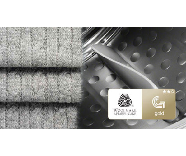 De T97689IH warmtepompdroger van AEG is voorzien van het woolmark logo voor het veilig drogen van delicate was zoals wol.