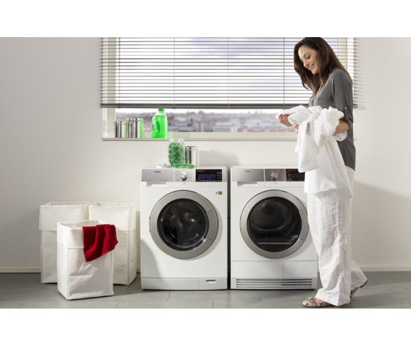 Desgewenst is de Aeg T97689IH droger warmtepomp te combineren met bijpassende wasmachine.