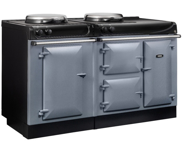 Luxe AGA fornuis 4-deurs met 2 gietijzeren ovens en module met heteluchtoven