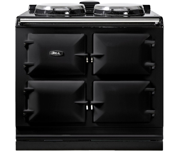 AGA zwarte ER7 3-oven met 41 liter inhoud per oven en gietijzeren constructie