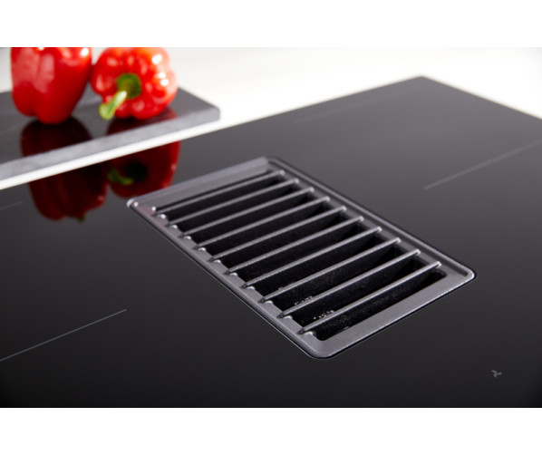 Atag HIDD8471EV inductie kookplaat met afzuiging - 83 cm. breed - zwart