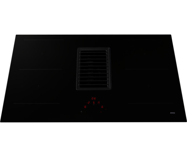 Atag HIDD8471EV inductie kookplaat met afzuiging - 83 cm. breed - zwart