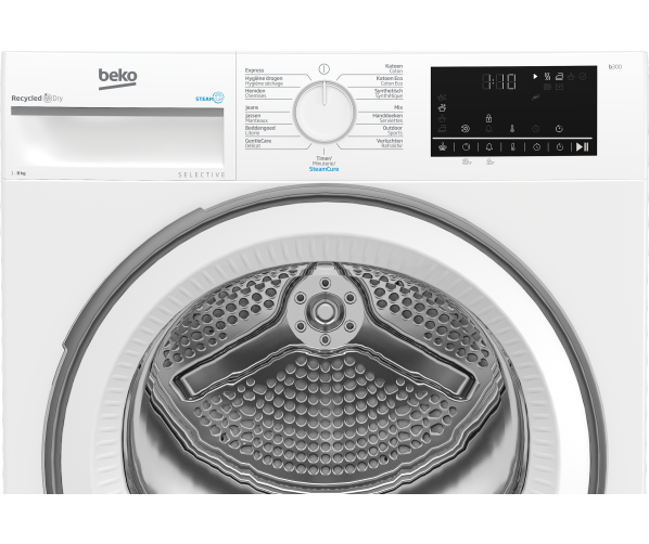 SteamCure stoomfunctie voor kreukvrije kleding in de B3T6823W2 droger