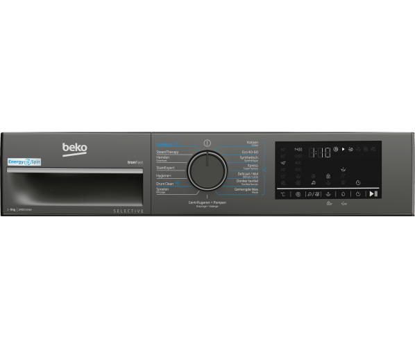 Bedieningspaneel van de Beko B3WM49410M2 met digitaal display