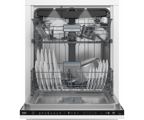 Volledig geïntegreerde Beko BDIN38650D vaatwasser met 15 couverts