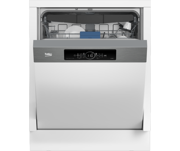 Vooraanzicht Beko BDSN36640XC2 inbouw vaatwasser met rvs bedieningspaneel