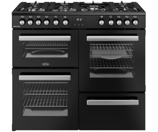 Belling COOKCENTRE 100 DF BLK fornuis - vrijstaand 100 cm breed zwart met chroomaccenten