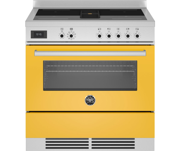 Bertazzoni PROCH94I1EGIT Air-Tec inductie fornuis met afzuiging (kookveldafzuiging) - geel