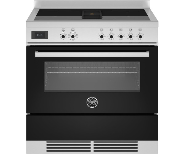 Bertazzoni PROCH94I1ENET zwart inductie fornuis 90 cm met geïntegreerde afzuiging en gesloten oven