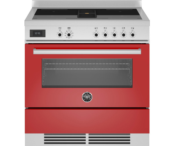 Bertazzoni PROCH94I1EROT Air-Tec inductie fornuis met afzuiging (kookveldafzuiging) - rood
