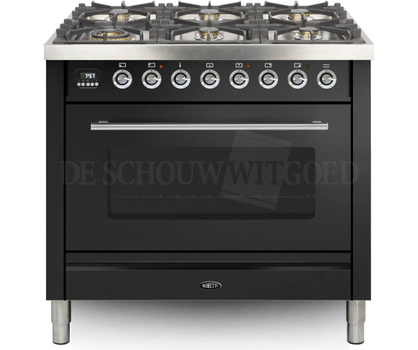 Boretti VP96ANG fornuis gasoven antraciet