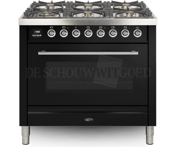 Boretti VP96ZWG fornuis gasoven zwart