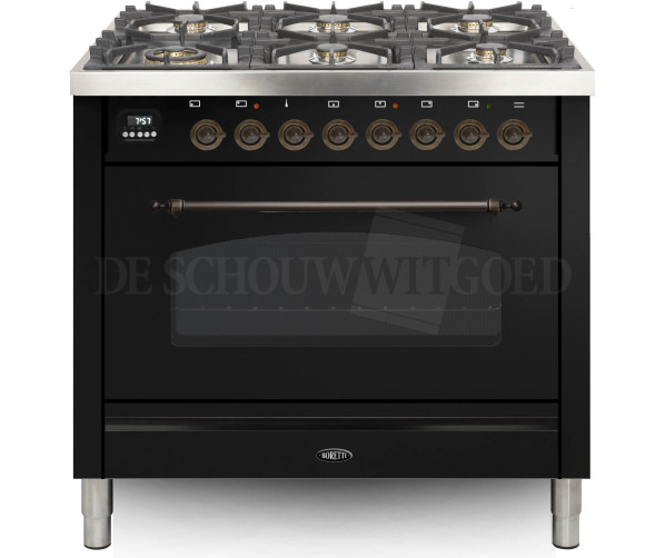 Boretti VPNO96ZWG fornuis gasoven zwart