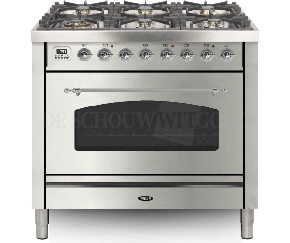 Boretti VPNR96IXG fornuis gasoven roestvrijstaal