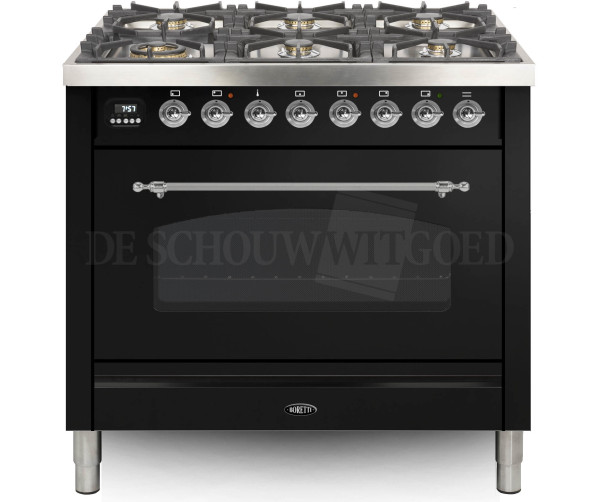 Boretti VPNR96ZWG fornuis gasoven zwart