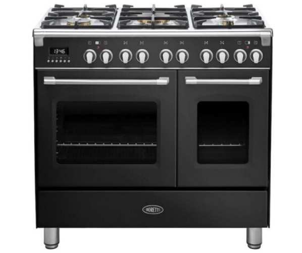Boretti CFBG902ZW3 gas fornuis zwart - dubbele oven