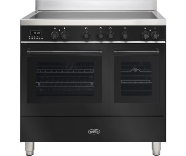 Boretti MLI94DZW zwart inductiefornuis met dubbele oven, 90 cm breed
