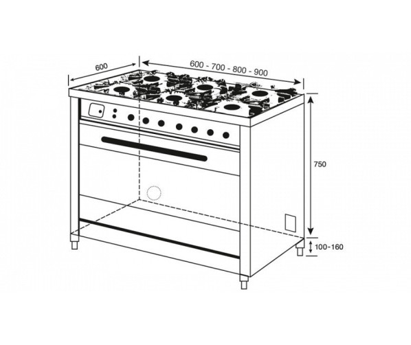 Boretti VFPN93ZW zwart fornuis