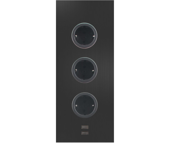 Caressi 3ST29 Zwart energiezuil - 3 voudig met usb