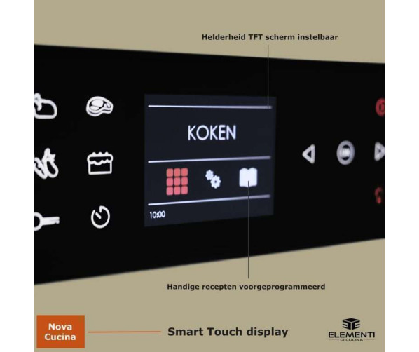 Elementi di Cucina EM9036-MZ-IX-S inductie fornuis - modern - mat zwart