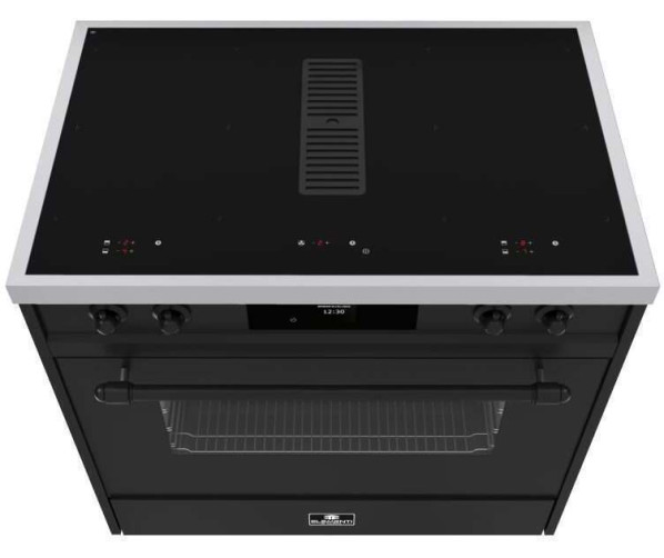 Elementi di Cucina IC9034-MZ-IX-B inductie fornuis met afzuiging - zwart - klassiek