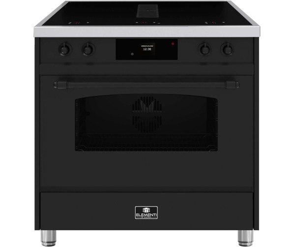 Elementi di Cucina IC9034-MZ-IX-B inductie fornuis met afzuiging - zwart - klassiek