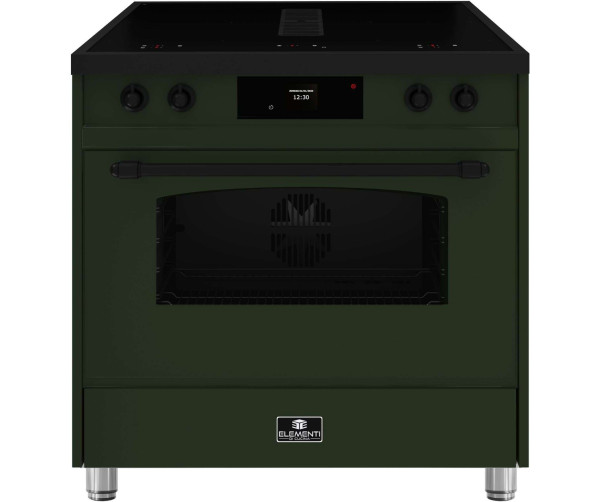  Elementi di Cucina IC9034-PG-MZ-B groen inductiefornuis met geïntegreerde afzuiging en klassieke toogdeur