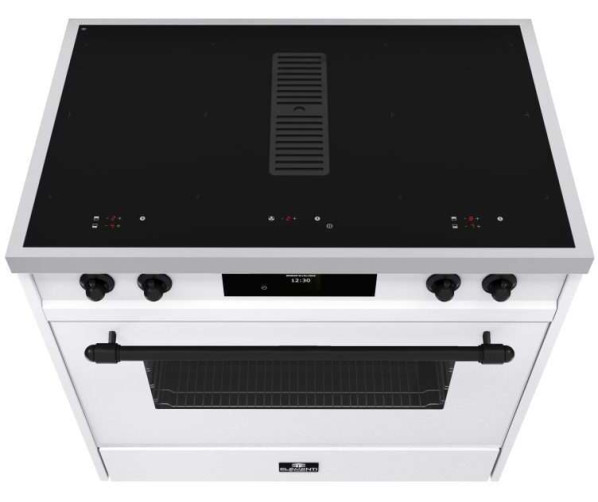 Elementi di Cucina IC9034-WT-IX-B inductie fornuis met afzuiging - wit - klassiek