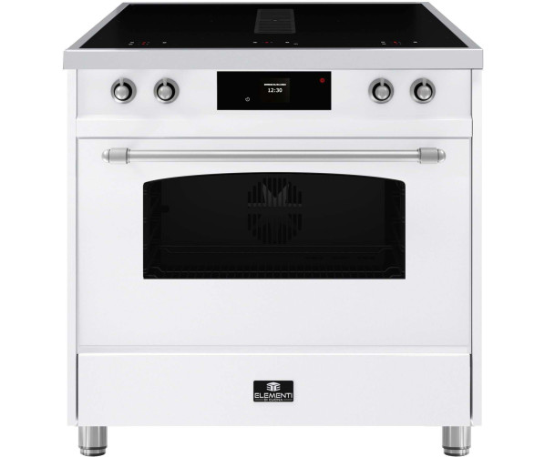 Elementi di Cucina IC9034-WT-IX-S inductie fornuis met afzuiging - wit - klassiek