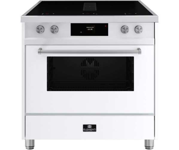 Elementi di Cucina IM9034-WT-IX-S wit inductie fornuis met afzuiging en rvs knoppen