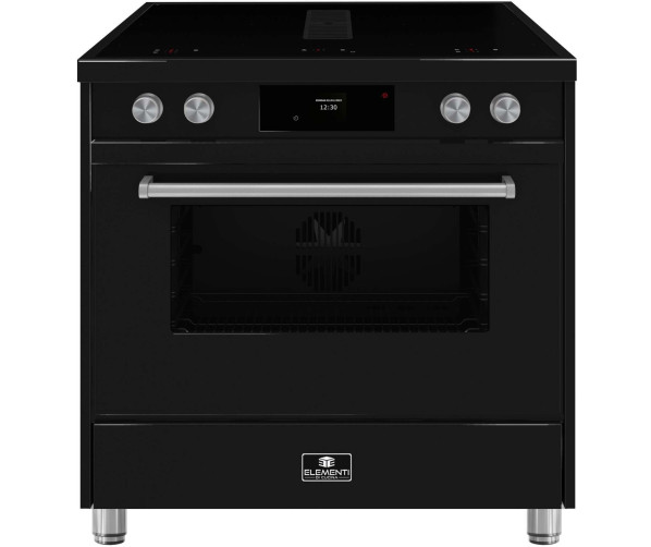 Vrijstaand inductiefornuis met afzuiging 90 cm zwart – Elementi di Cucina IM9034-ZW-S