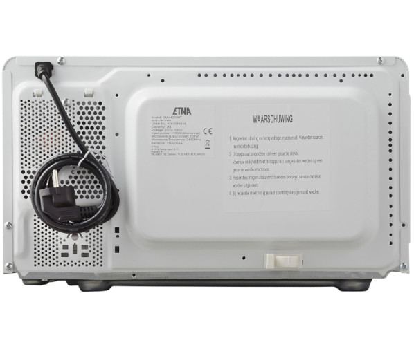 Foto van de achterzijde van de Etna SMV420WIT magnetron