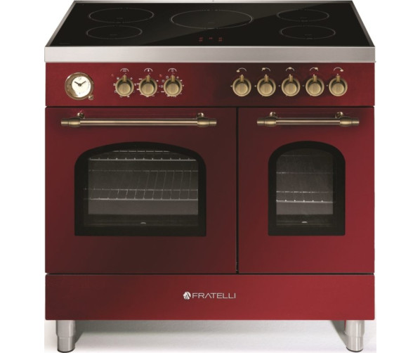 Fratelli VE2920I5FEMBUB inductie fornuis - 2 ovens - wijn rood - brons beslag