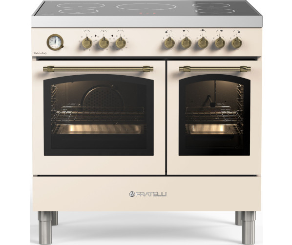 Fratelli VE2920I5FEMIVB inductie fornuis - 2 ovens - ivoor / crème / antiek wit met brons beslag