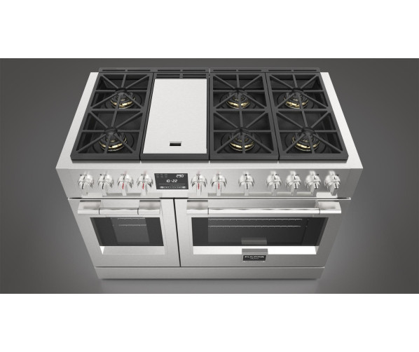 Fulgor Milano FF48EG gas fornuis - 121,6 cm. breed - rvs