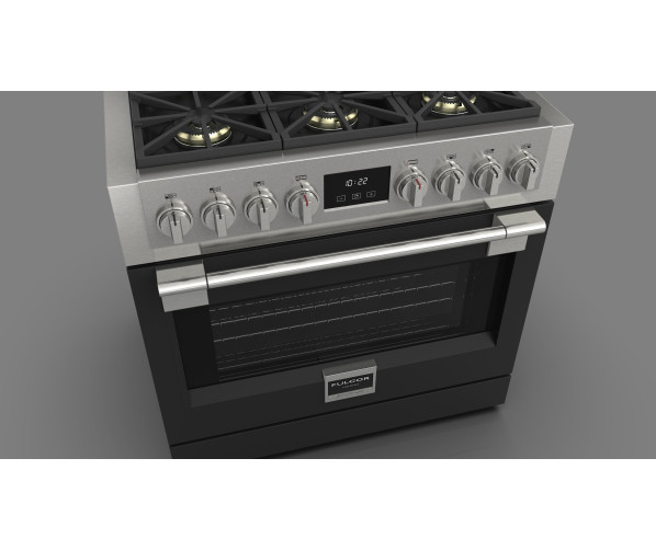 Fulgor Milano FSRC 3606 P MG ED 2F MBK gas fornuis - 91 cm. breed - zwart