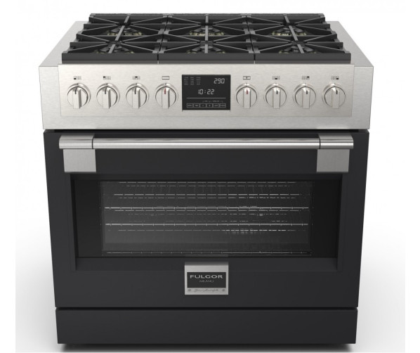 Fulgor Milano FSRC 3606 P MG ED 2F MBK gas fornuis - 91 cm. breed - zwart