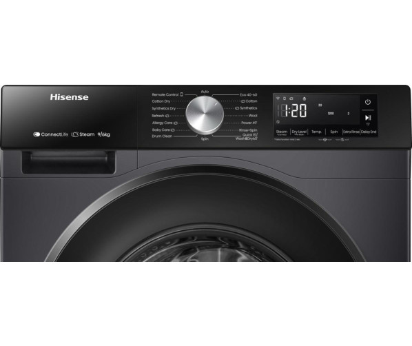 Hisense WD3S9043BB3 was/droogcombinatie - zwart