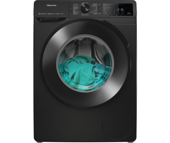 Hisense WF3V843BB/BLX zwarte wasmachine - 1400 toeren en 8 kg.