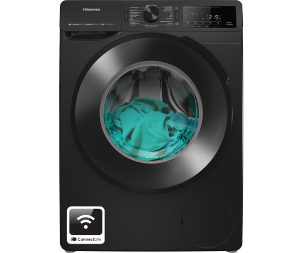 Hisense WF3V843BB/BLX zwarte wasmachine - 1400 toeren en 8 kg.
