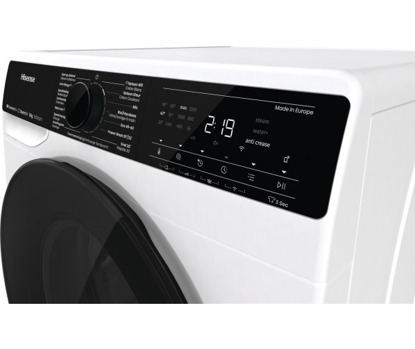 Hisense WF5V163BW wasmachine met wifi, stoomfunctie en 1600 toeren