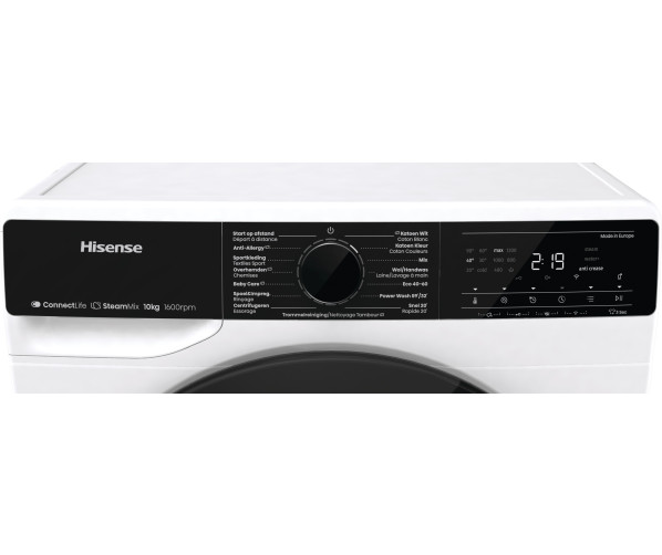Hisense WF5V163BW wasmachine met wifi, stoomfunctie en 1600 toeren