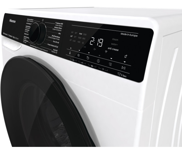 Hisense WF5V863BW wasmachine met WiFi, stoom, 8 kg en 1600 toeren