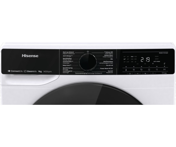 Hisense WF5V943BW/BLX wasmachine met Home Connect en stoom